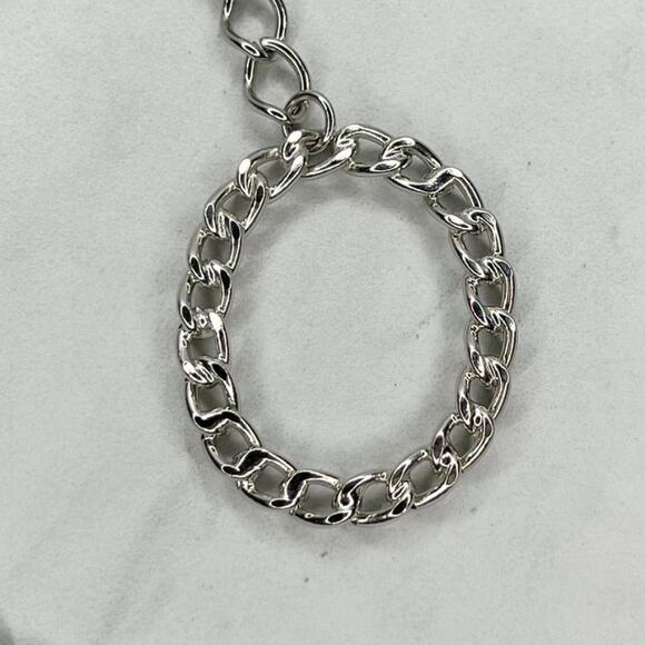 Silver Tone Open Circle Hoop Metal Chain Link Belt Y2K Festival ✨ - Picture 12 of 12
